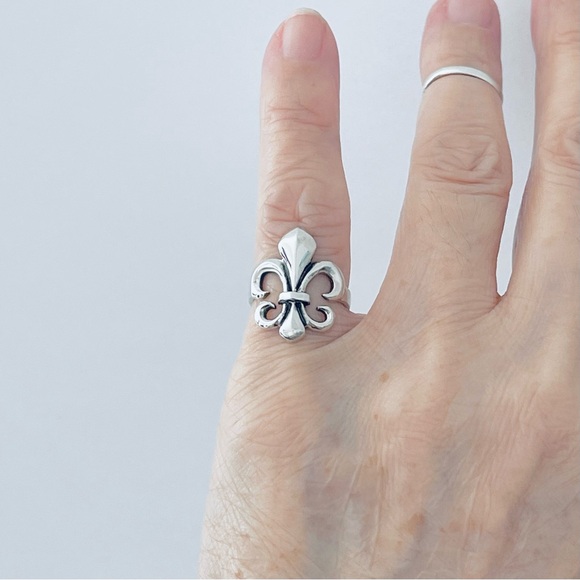 Sterling Silver Fleur De Lis Ring, New Orlean Saints, France Symbol, Lily Rings - Picture 8 of 14